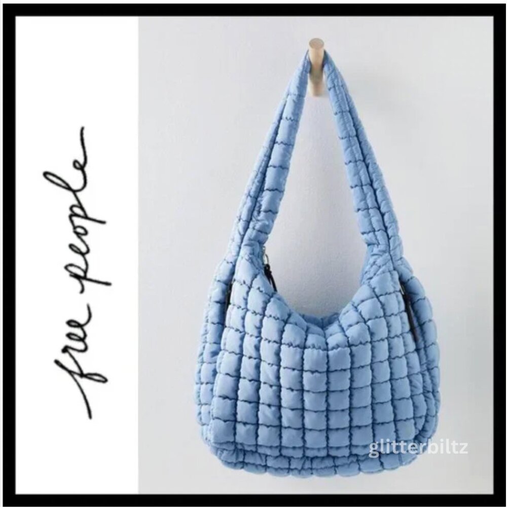Free People Quilted Carryall DUSTY BLUE